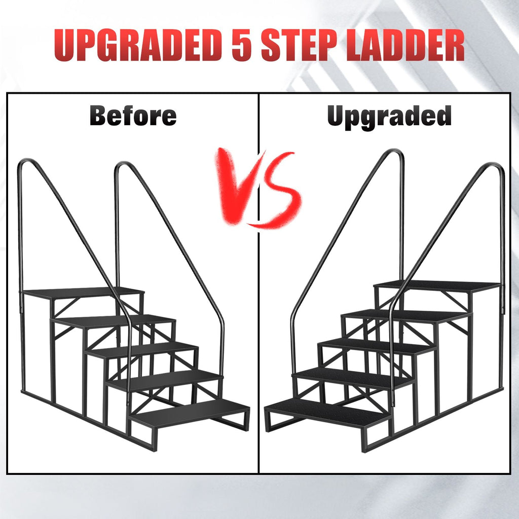 Hot Tub Steps Outdoor, RV Steps with Handrail, Portable RV Stairs 2/3/4/5 Step, Heavy Duty Truck Camper Steps Ladders for Travel Trailers, 5th Wheel, Motor Home, Spa, and Porch - Cool Brand Designs