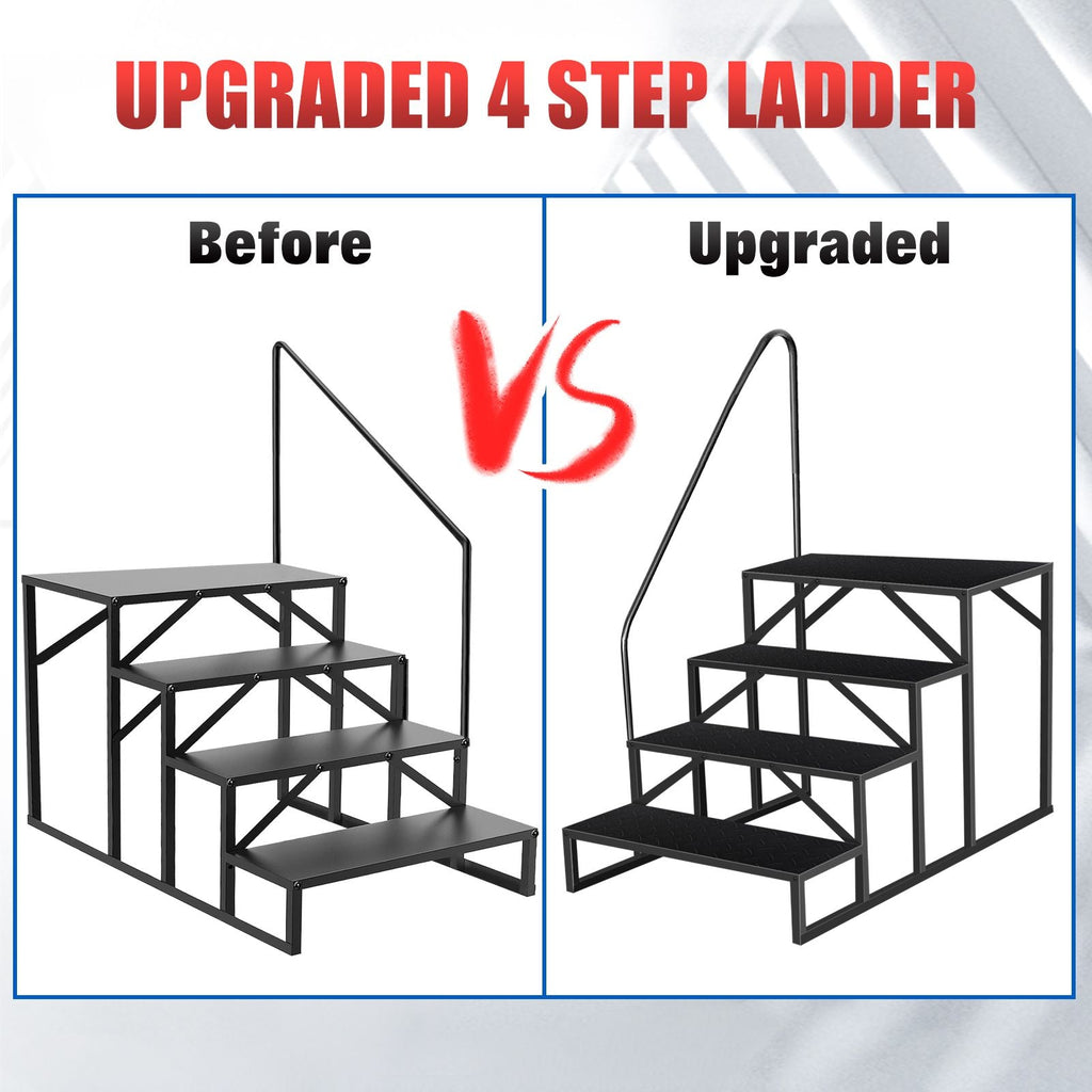 Hot Tub Steps Outdoor, RV Steps with Handrail, Portable RV Stairs 2/3/4/5 Step, Heavy Duty Truck Camper Steps Ladders for Travel Trailers, 5th Wheel, Motor Home, Spa, and Porch - Cool Brand Designs