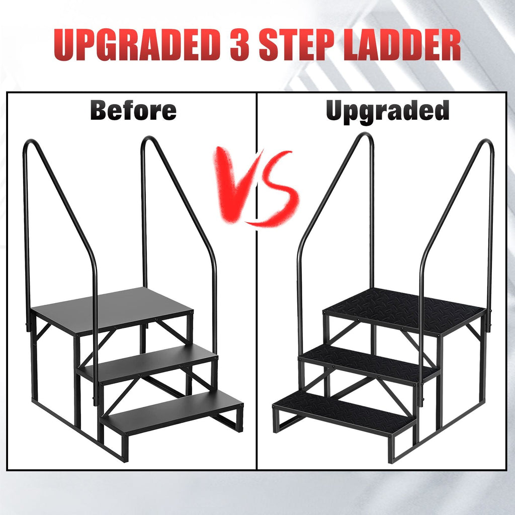 Hot Tub Steps Outdoor, RV Steps with Handrail, Portable RV Stairs 2/3/4/5 Step, Heavy Duty Truck Camper Steps Ladders for Travel Trailers, 5th Wheel, Motor Home, Spa, and Porch - Cool Brand Designs