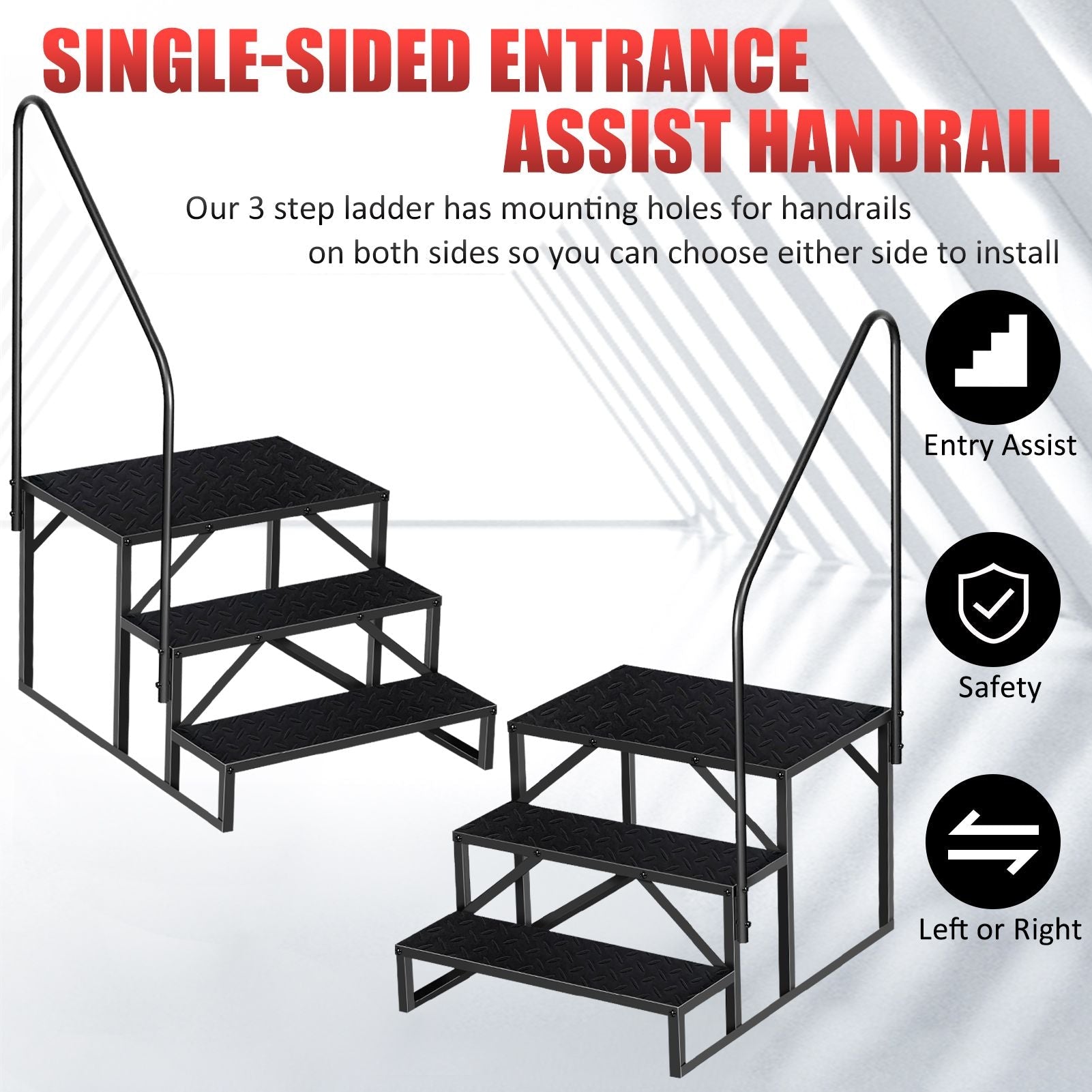 Hot Tub Steps Outdoor, RV Steps with Handrail, Portable RV Stairs 2/3/4/5 Step, Heavy Duty Truck Camper Steps Ladders for Travel Trailers, 5th Wheel, Motor Home, Spa, and Porch - Cool Brand Designs