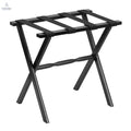 Hotel Black Finish Wood Folding Luggage Rack With Black Straps - Cool Brand Designs