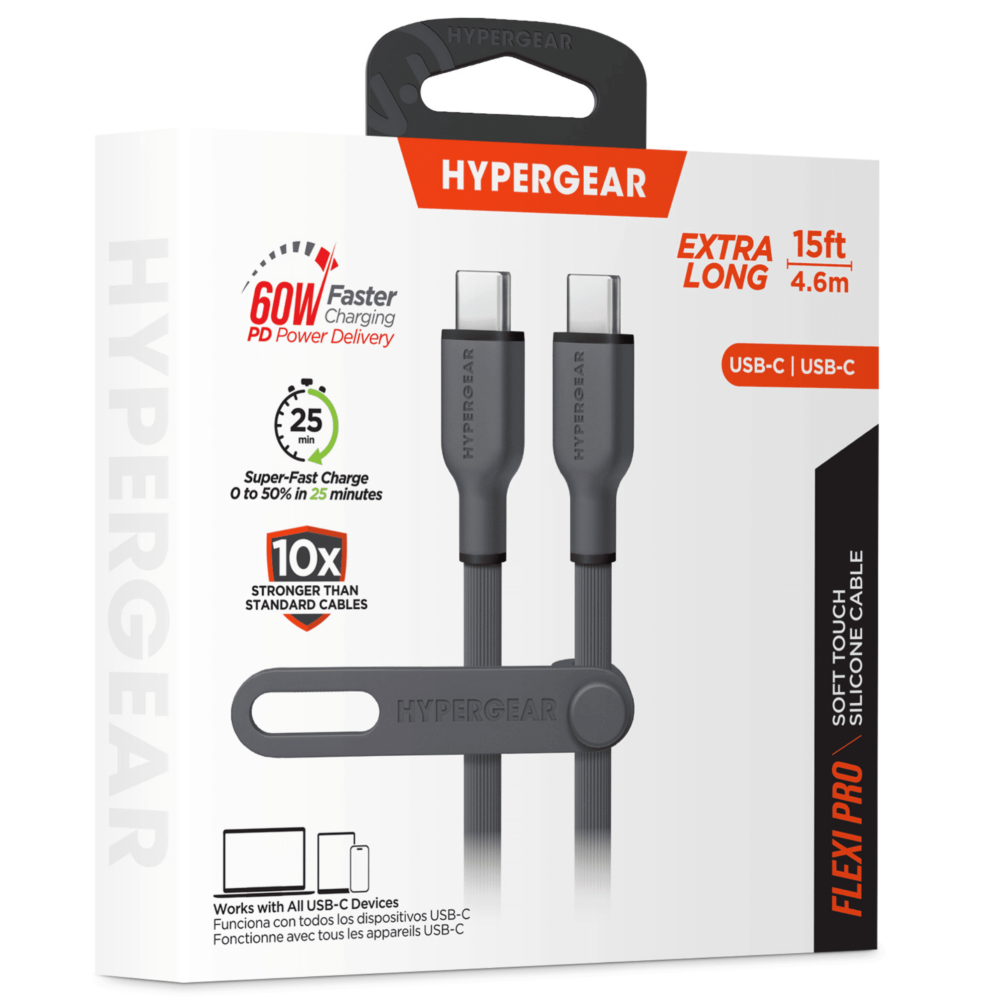 HyperGear Flexi PRO USB-C to USB-C Cable 15ft - Cool Brand Designs
