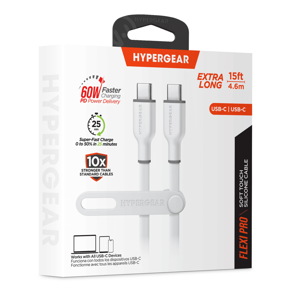 HyperGear Flexi PRO USB-C to USB-C Cable 15ft - Cool Brand Designs
