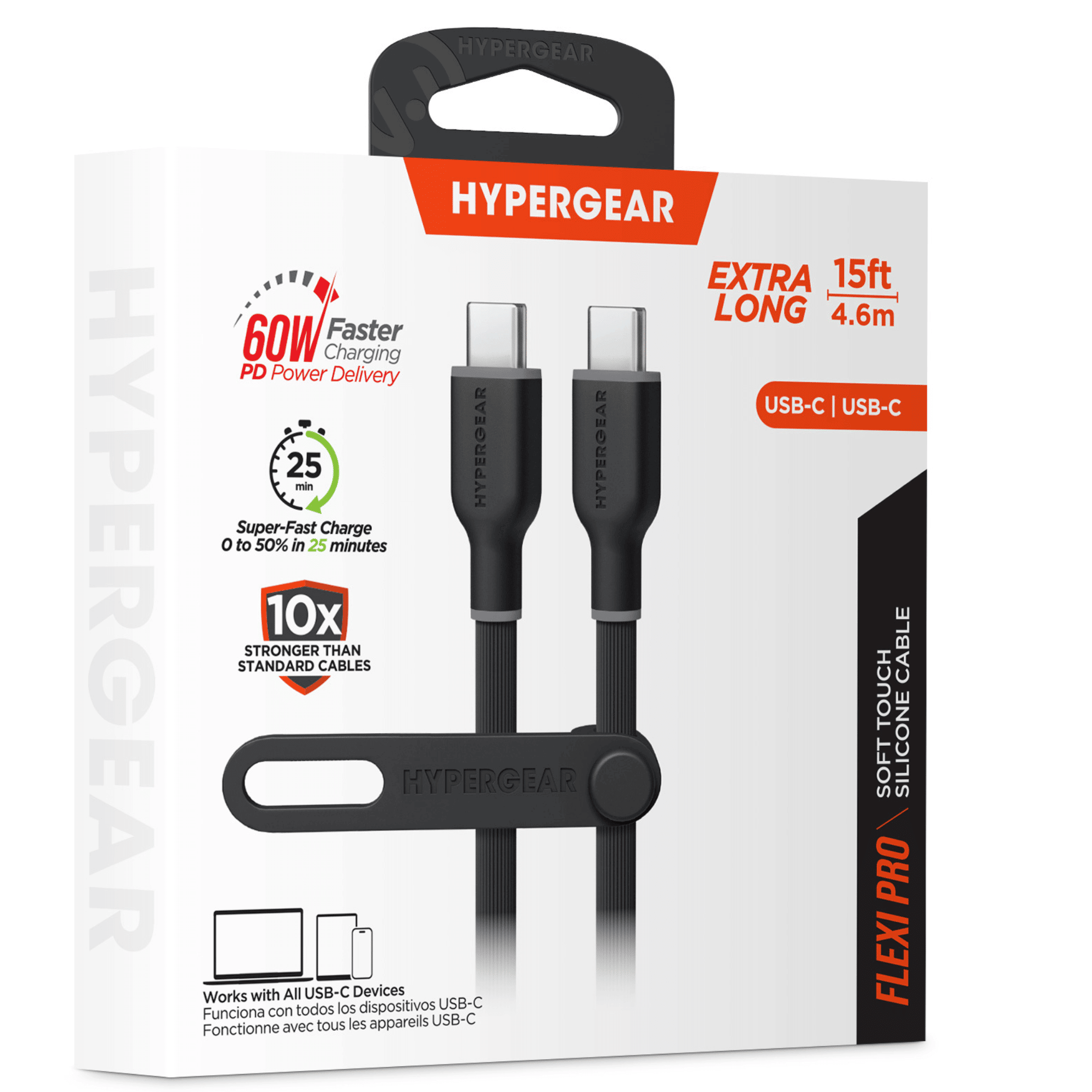 HyperGear Flexi PRO USB-C to USB-C Cable 15ft - Cool Brand Designs