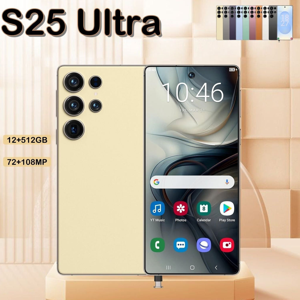 I25 Ultra 5G Smartphone, 12+512GB Unlocked Cell Phone, 6.8" HD Screen Unlocked Phones, , 6000mAh Battery, Built in Pen, Android 14, Face ID+Fingerprint Lock(Golden) - Cool Brand Designs