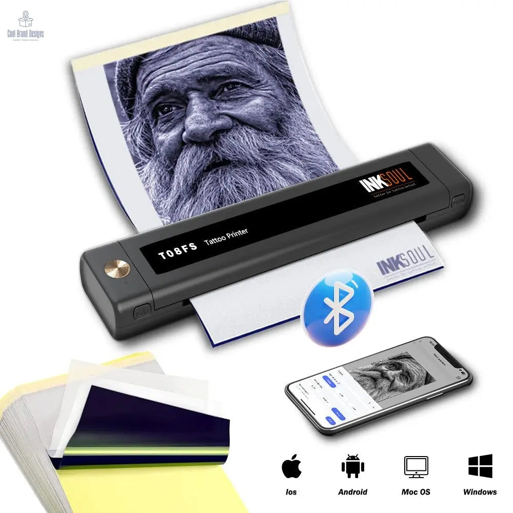 INKSOUL® T08FS Wireless Tattoo Transfer Stencil Printer - Can print shadows - Cool Brand Designs
