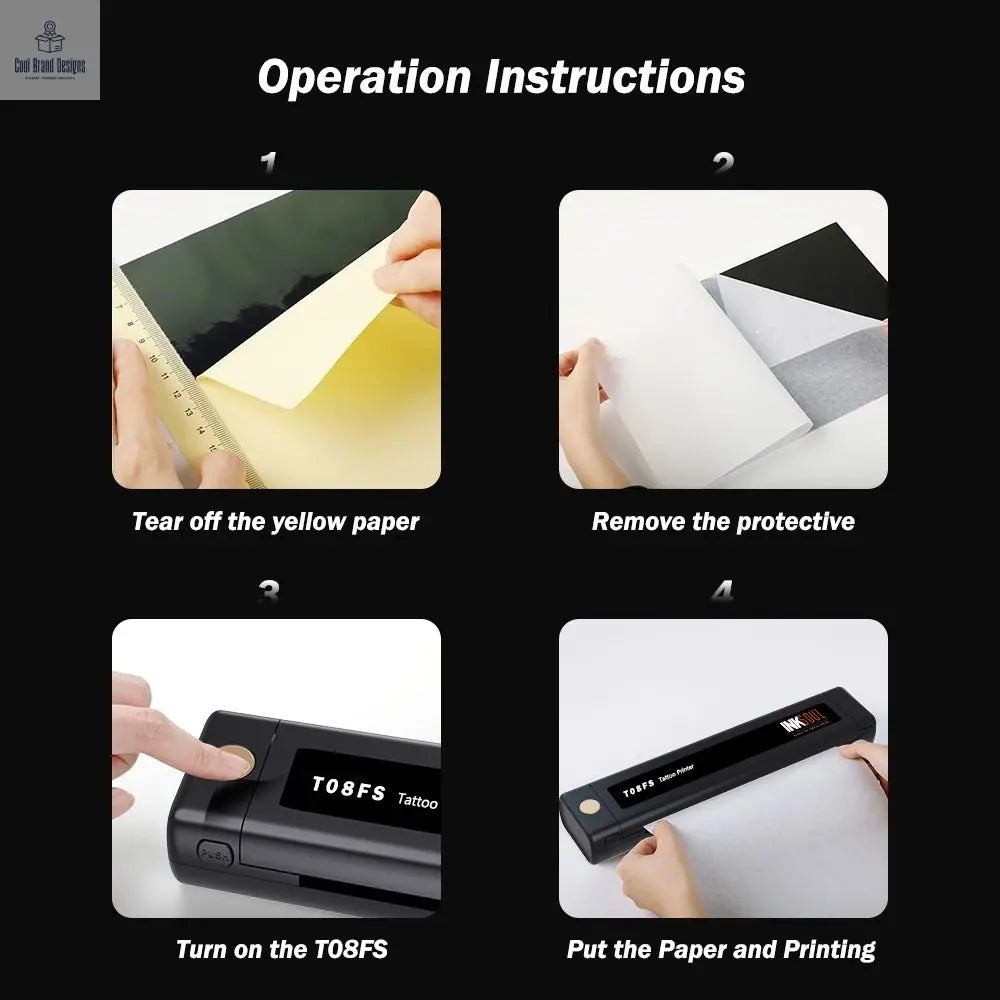 INKSOUL® T08FS Wireless Tattoo Transfer Stencil Printer - Can print shadows - Cool Brand Designs