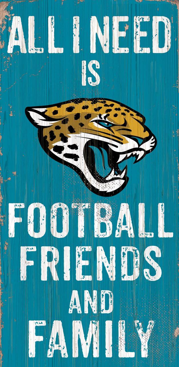 Jacksonville Jaguars Sign Wood 6x12 Football Friends and Family Design Color - Special Order Fan Creations