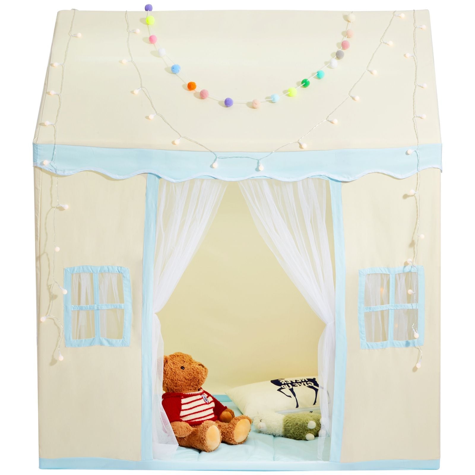 Kids Play Tent, Kids Tent for Kids 1-5 Years Old, Toddler Tent with Mat and Tent Lamp, Tent for Kids with Windows for Indoor and Outdoor, Play House Castle Tent for Boys and Girls, Beige - Cool Brand Designs