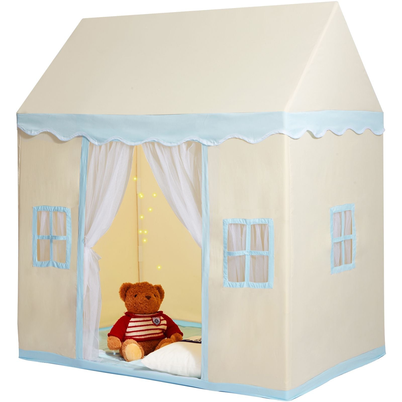 Kids Play Tent, Kids Tent for Kids 1-5 Years Old, Toddler Tent with Mat and Tent Lamp, Tent for Kids with Windows for Indoor and Outdoor, Play House Castle Tent for Boys and Girls, Beige - Cool Brand Designs