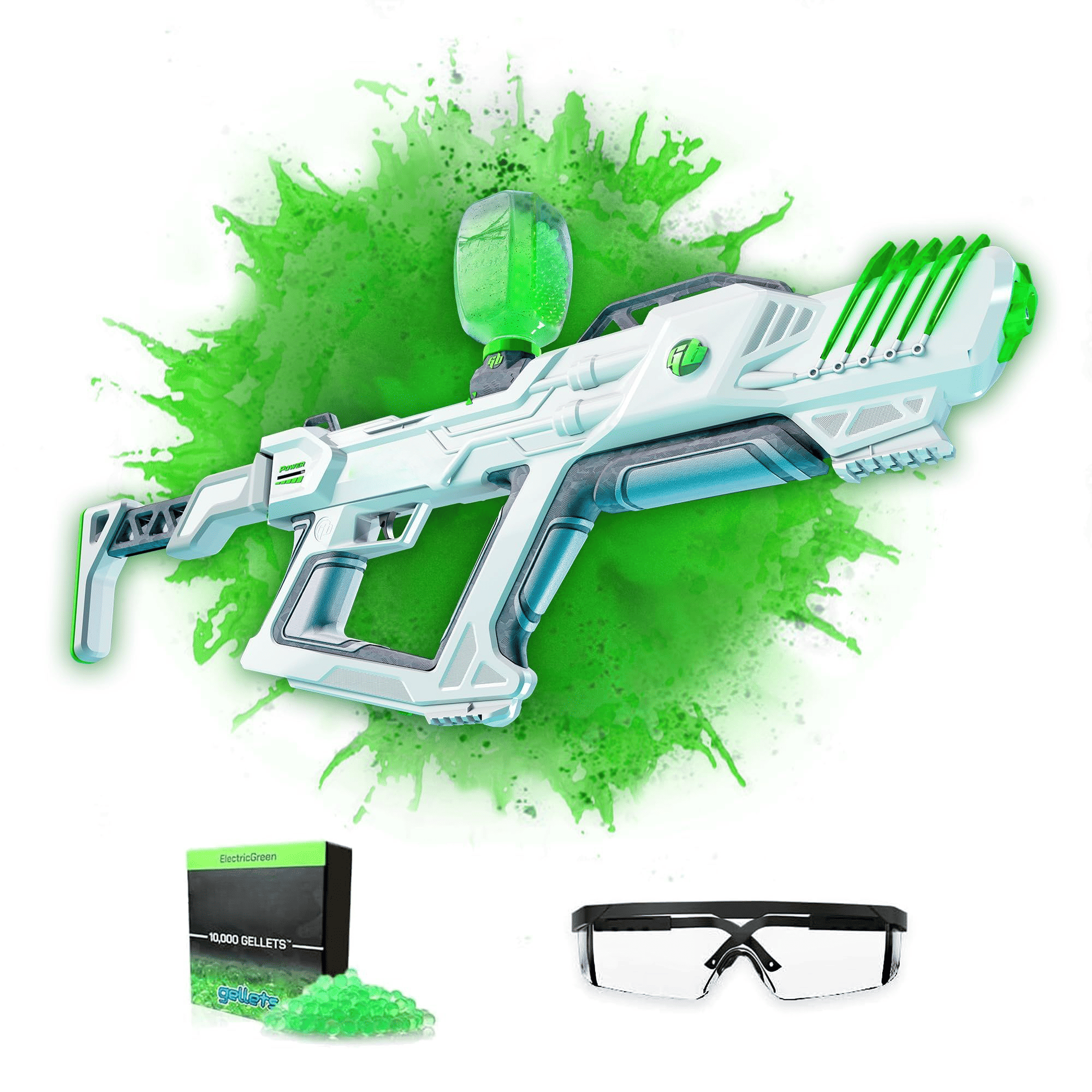 Kids Toy Gun with 10,000 Daytime and 5,000 Nighttime Gellets 170-250 FPS 150FT Range, Full-Auto, Triple Burst Modes for Ages 14+ - Cool Brand Designs