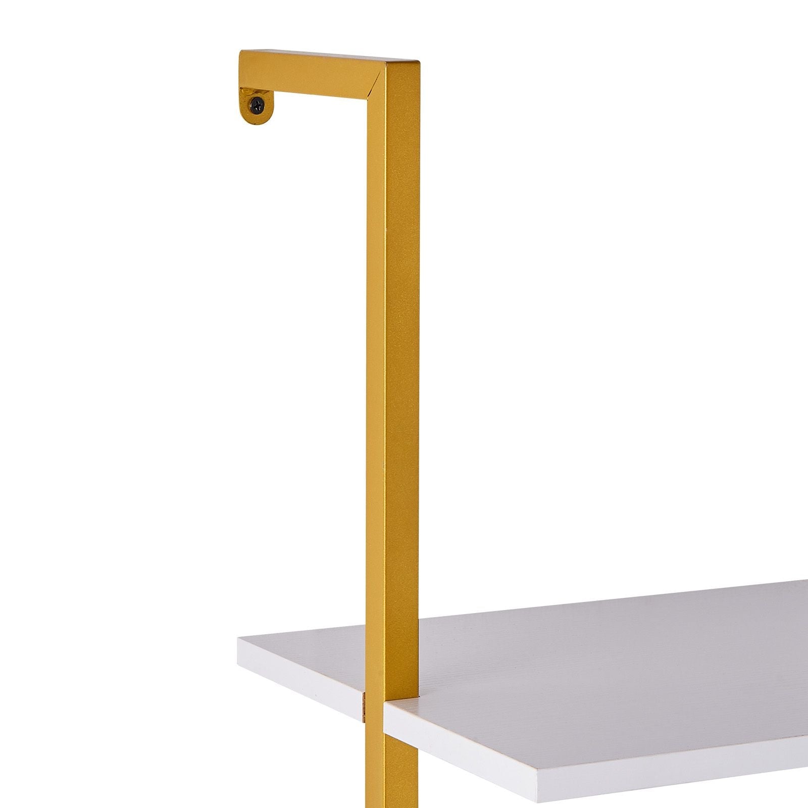 Ladder Shelf, 5-Tier Bookshelf 15.6x11.8in, Open Wall-Mounted Ladder Shelf with Metal Frame,Storage Rack Sundries Holder for Kitchen Bedroom Bathroom Living Room, Gold White - Cool Brand Designs