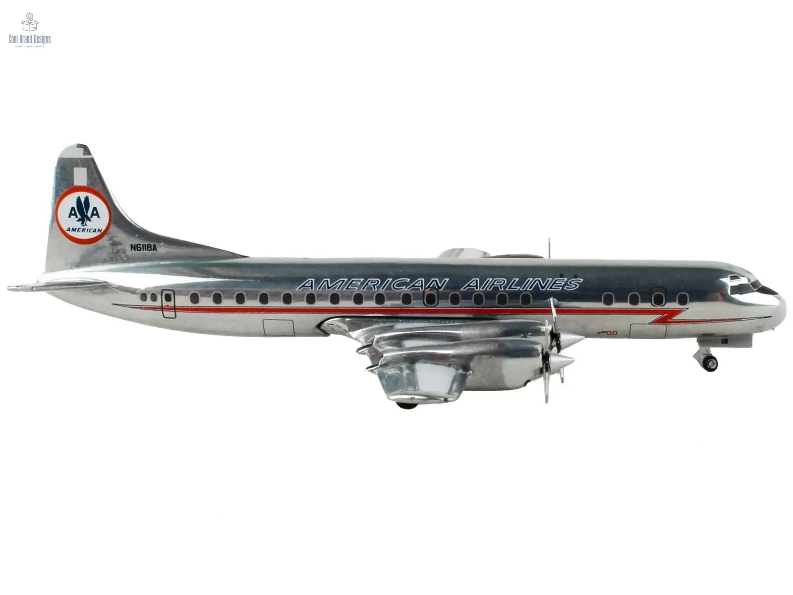 Lockheed L - 188 Electra Commercial Aircraft "American Airlines" Silver with Red Stripes 1/400 Diecast Model Airplane by GeminiJets - Cool Brand Designs