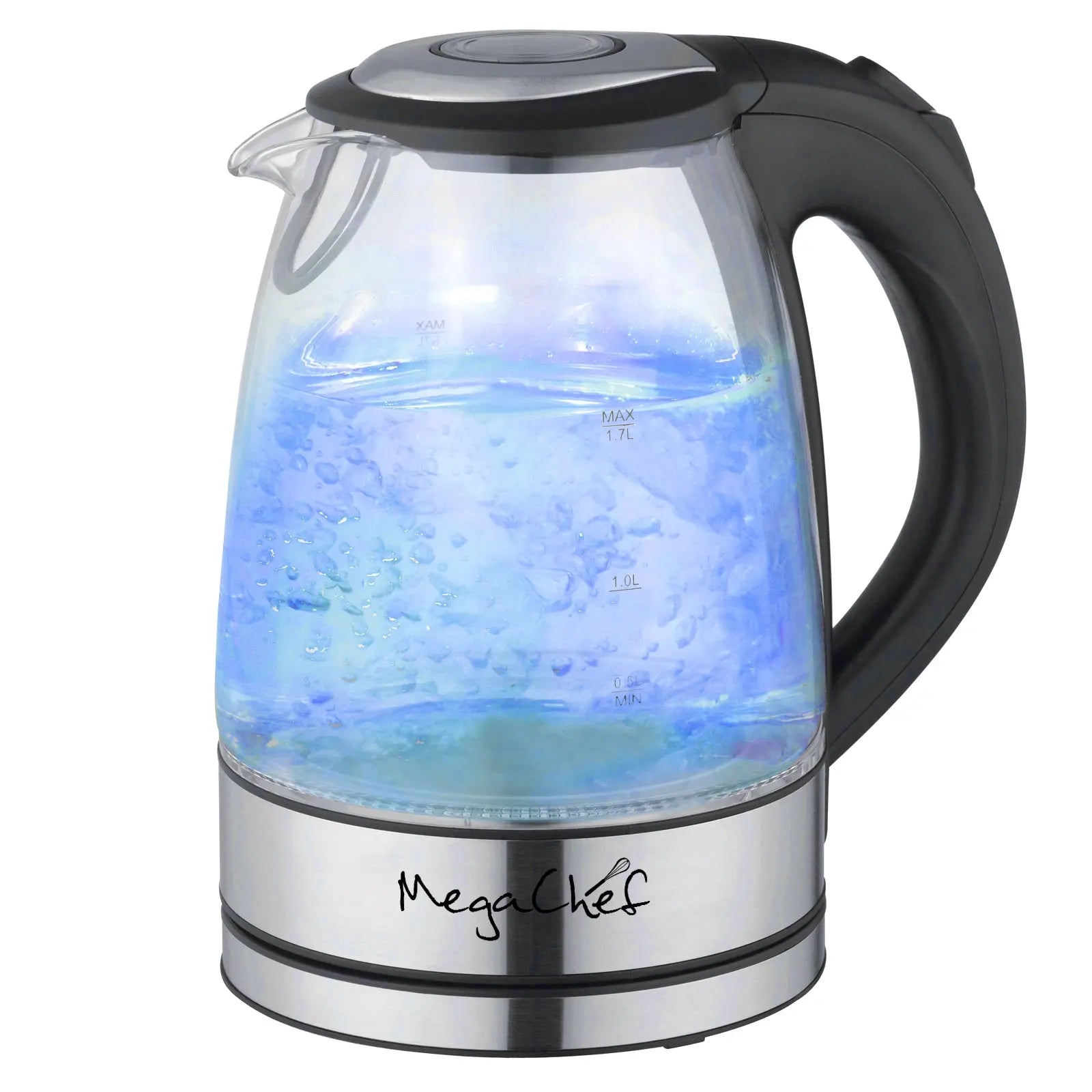 MegaChef 1.7Lt. Glass and Stainless Steel Electric Tea Kettle MegaChef