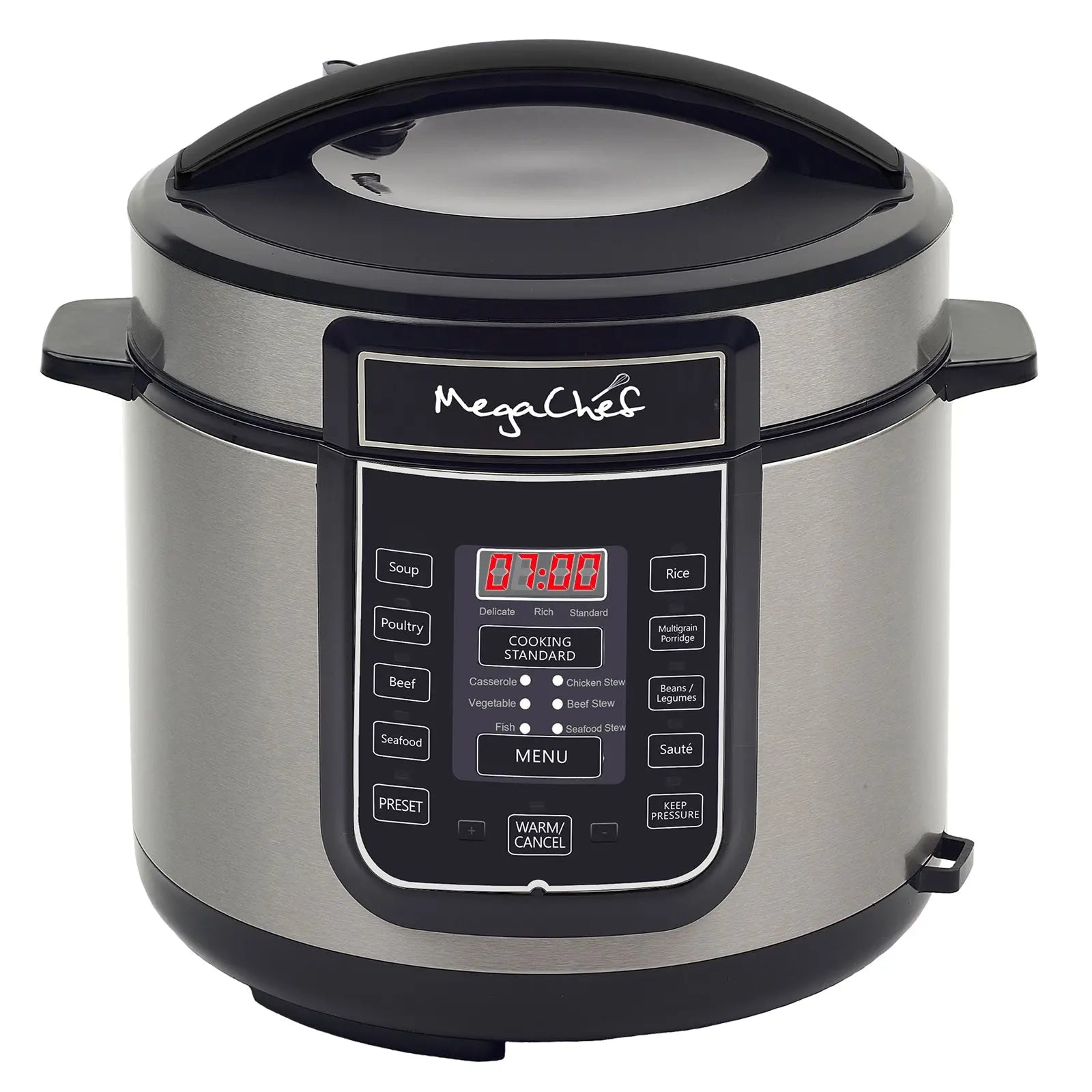 Megachef 6 Quart Digital Pressure Cooker with 14 Pre-set Multi Function Features MEGACHEF