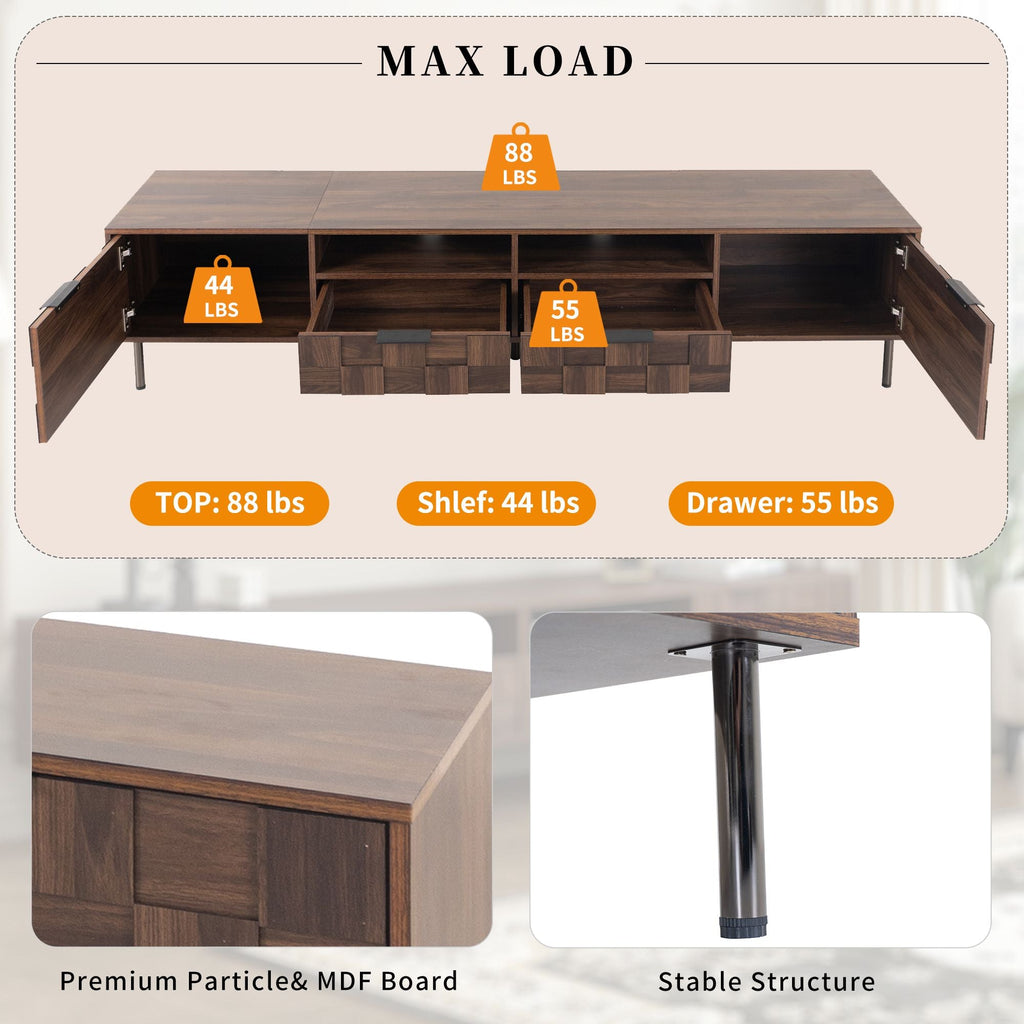 Mid Century TV Stand with 2 Drawers, Media Console Table for TVs up to 85'', Entertainment Center with Storage for Living room, Bedroom, Home Theatre - Cool Brand Designs