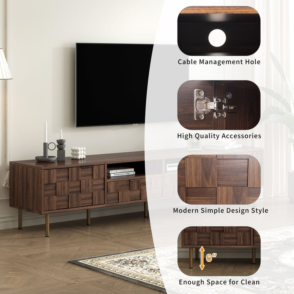 Mid Century TV Stand with 2 Drawers, Media Console Table for TVs up to 85'', Entertainment Center with Storage for Living room, Bedroom, Home Theatre - Cool Brand Designs