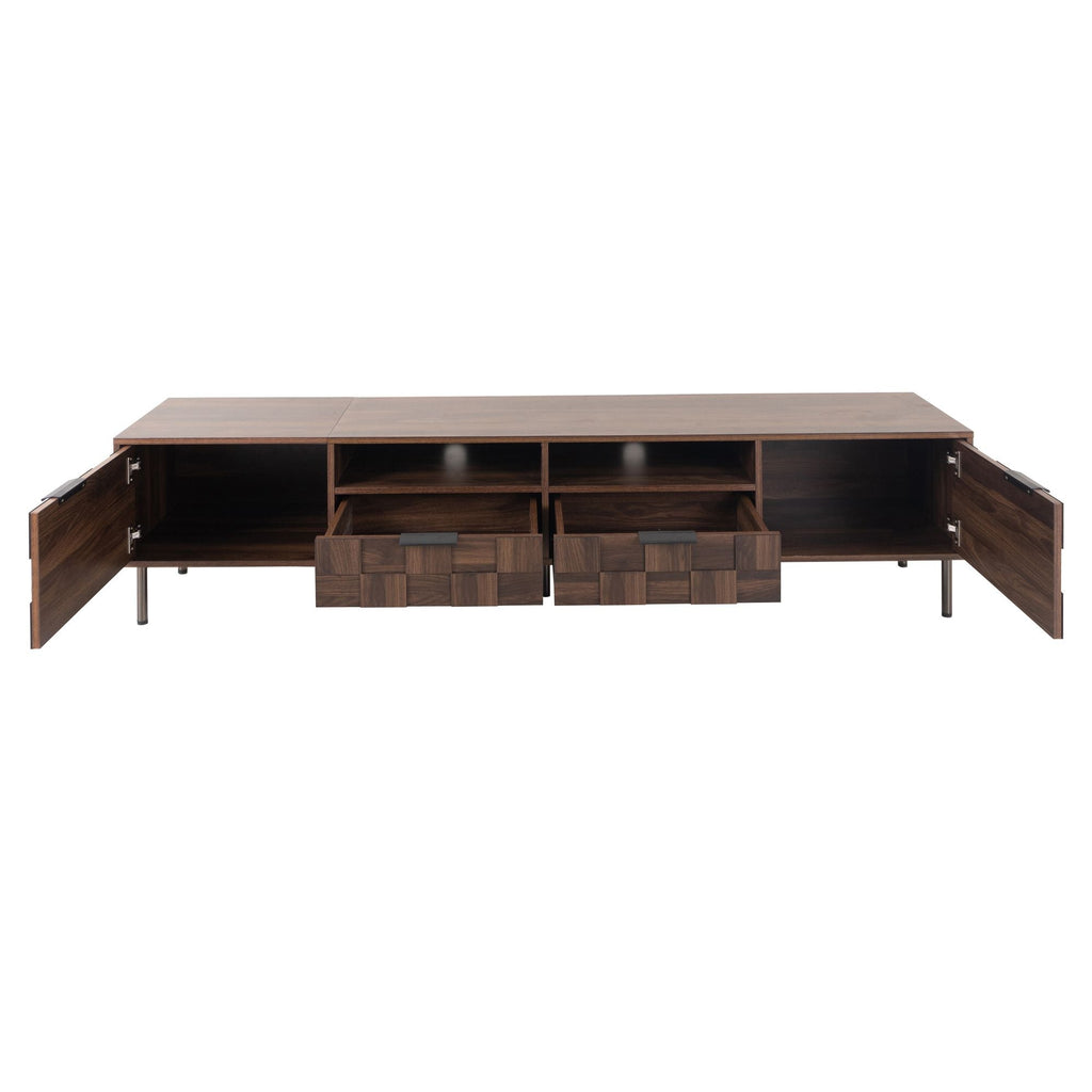 Mid Century TV Stand with 2 Drawers, Media Console Table for TVs up to 85'', Entertainment Center with Storage for Living room, Bedroom, Home Theatre - Cool Brand Designs