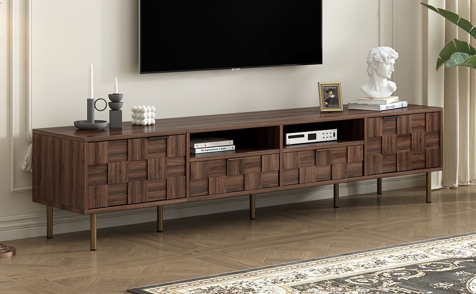 Mid Century TV Stand with 2 Drawers, Media Console Table for TVs up to 85'', Entertainment Center with Storage for Living room, Bedroom, Home Theatre - Cool Brand Designs
