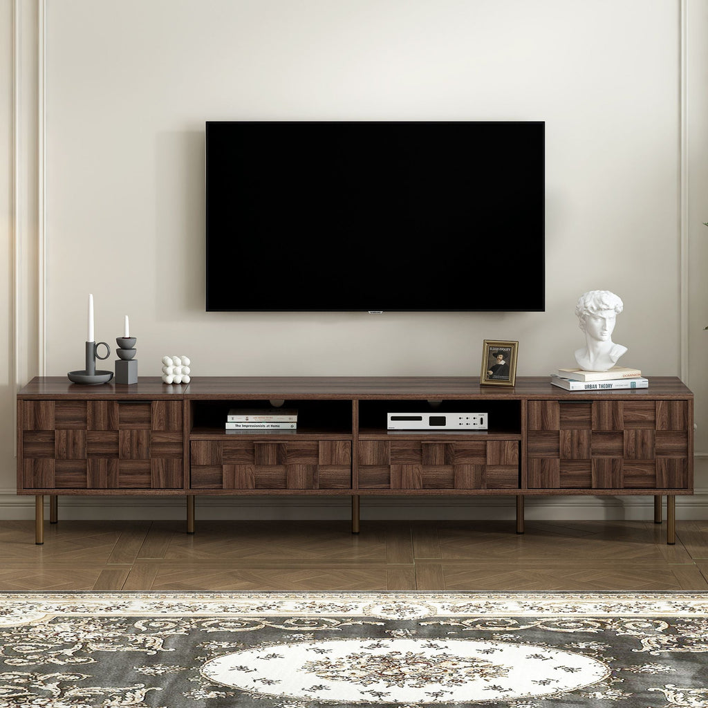 Mid Century TV Stand with 2 Drawers, Media Console Table for TVs up to 85'', Entertainment Center with Storage for Living room, Bedroom, Home Theatre - Cool Brand Designs