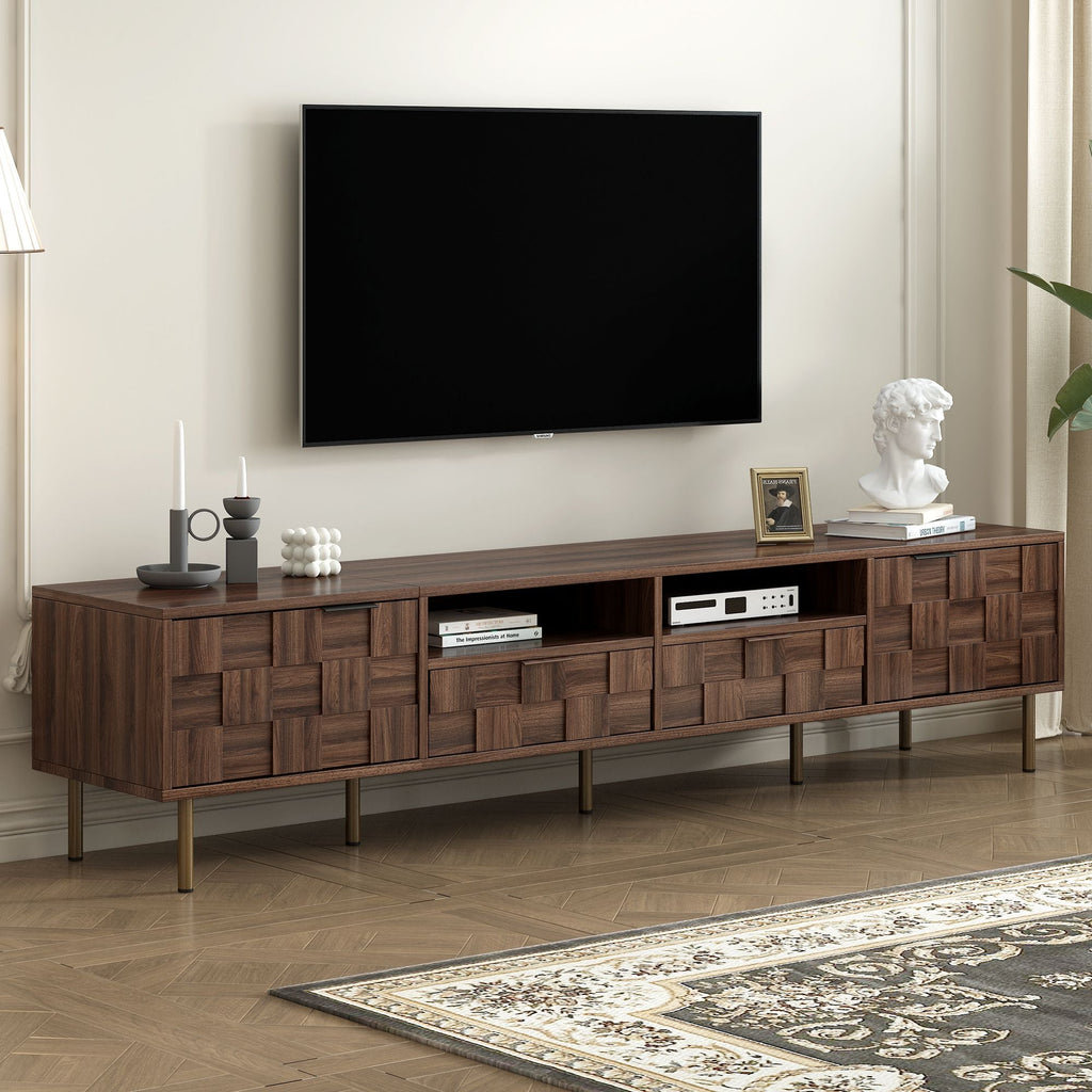 Mid Century TV Stand with 2 Drawers, Media Console Table for TVs up to 85'', Entertainment Center with Storage for Living room, Bedroom, Home Theatre - Cool Brand Designs