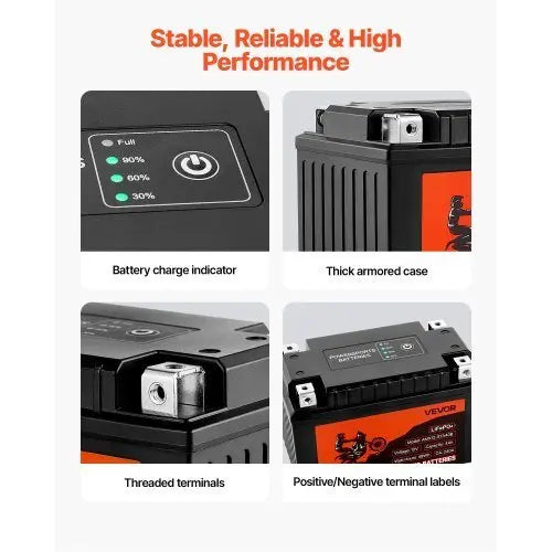 Motorcycle Battery, 12 Volt 4Ah, LiFePO4 Lithium Pre - Charged Powersports Battery, Maintenance Free & High Performance, Compatible with ATV, Motorcycle, Jet Skis, Scooter, UTV, and More - Cool Brand Designs