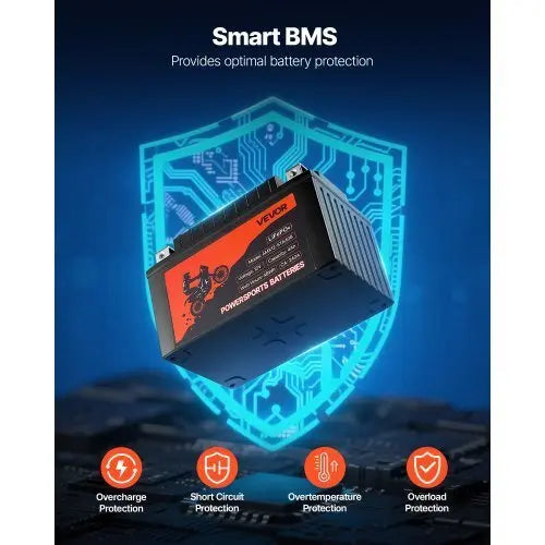 Motorcycle Battery, 12 Volt 4Ah, LiFePO4 Lithium Pre - Charged Powersports Battery, Maintenance Free & High Performance, Compatible with ATV, Motorcycle, Jet Skis, Scooter, UTV, and More - Cool Brand Designs