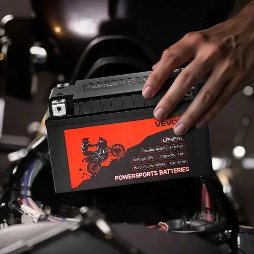 Motorcycle Battery, 12 Volt 4Ah, LiFePO4 Lithium Pre - Charged Powersports Battery, Maintenance Free & High Performance, Compatible with ATV, Motorcycle, Jet Skis, Scooter, UTV, and More - Cool Brand Designs
