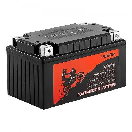 Motorcycle Battery, 12 Volt 4Ah, LiFePO4 Lithium Pre - Charged Powersports Battery, Maintenance Free & High Performance, Compatible with ATV, Motorcycle, Jet Skis, Scooter, UTV, and More - Cool Brand Designs