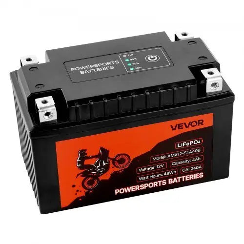 Motorcycle Battery, 12 Volt 4Ah, LiFePO4 Lithium Pre - Charged Powersports Battery, Maintenance Free & High Performance, Compatible with ATV, Motorcycle, Jet Skis, Scooter, UTV, and More - Cool Brand Designs