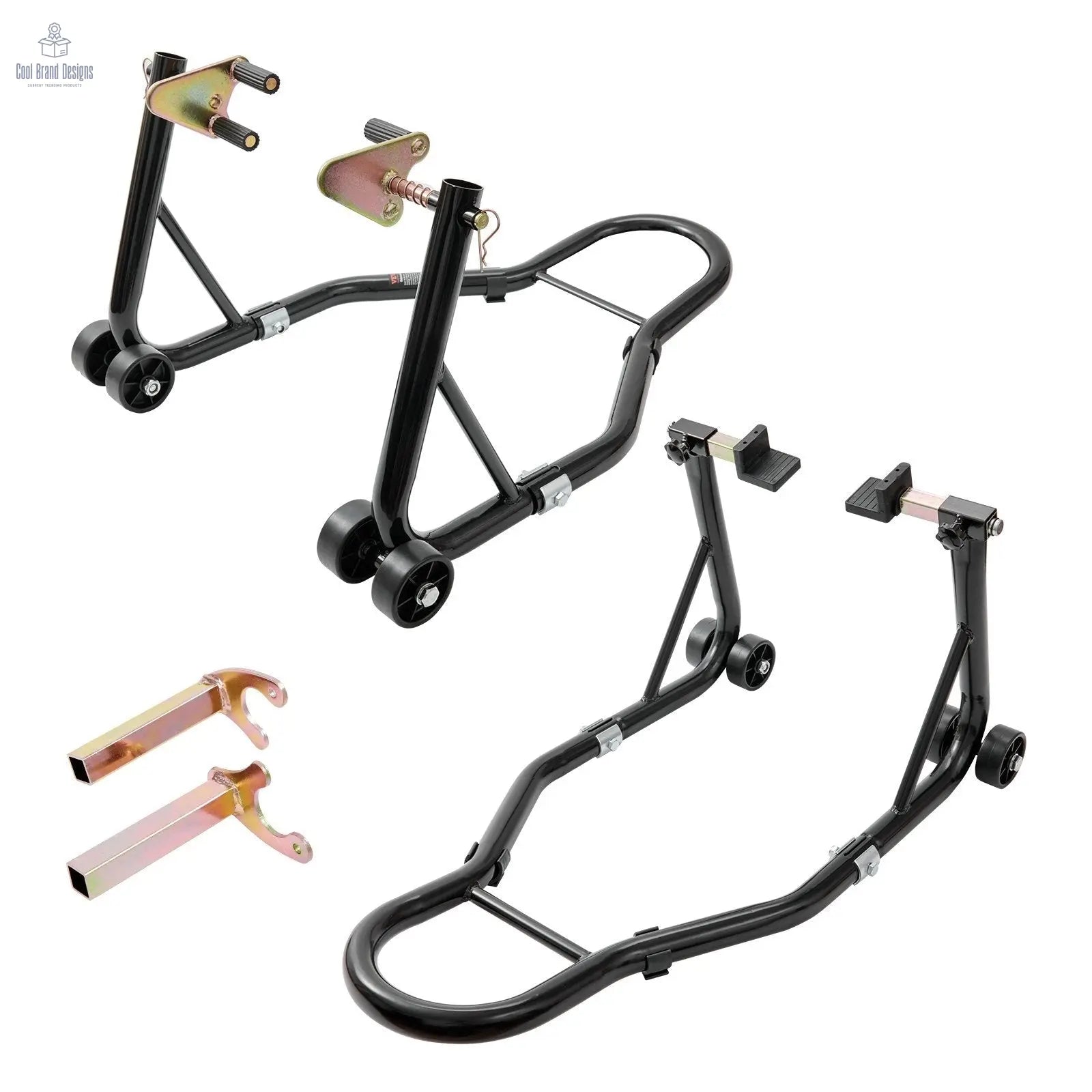 Motorcycle Stand Lift, 850lbs Front Rear Combo Stand Lift Stand, Front and Rear Wheel Fork Stand, U+L Fork Swingarm Spool, Compatible with Most Yamaha Honda Kawasaki Suzuki Motorcycles, Black - Cool Brand Designs