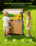 Mud Kitchen, Outdoor Mud Kitchen for Kids, Wood Outdoor Play Kitchens with Spoons, Sink, Tank, Sunshade Canopy, Shovels, Cookware Pots and Accessories, Wooden Play Kitchens for Home, Lawn - Cool Brand Designs