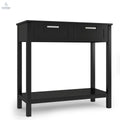 Narrow Console Table with Drawers and Open Storage Shelf - Black - Color: Black - Cool Brand Designs