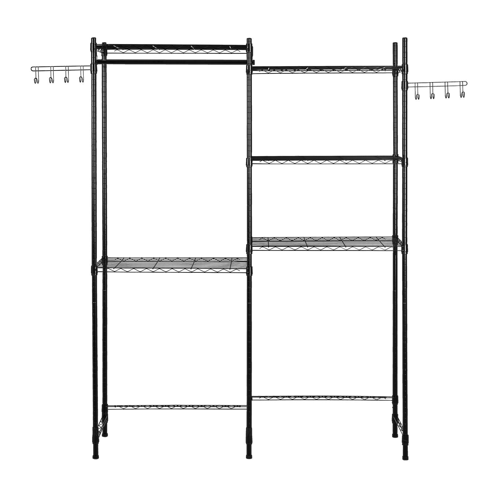 Over Washer and Dryer Storage Shelves, 5 Tiers Laundry Room Drying Rack with Hanger Rod and Hooks, Two Rows Adjustable Washer Shelves Space Saver, for Laundry Room Storage & Organization, Black - Cool Brand Designs