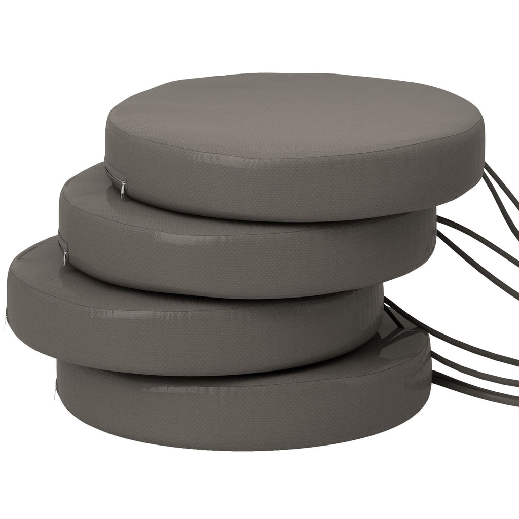 Patio Chair Cushions Set of 4 Round Seat Cushions for Dining Bistro Chairs Machine Washable, 15" x 15" x 3", Dark Gray - Cool Brand Designs