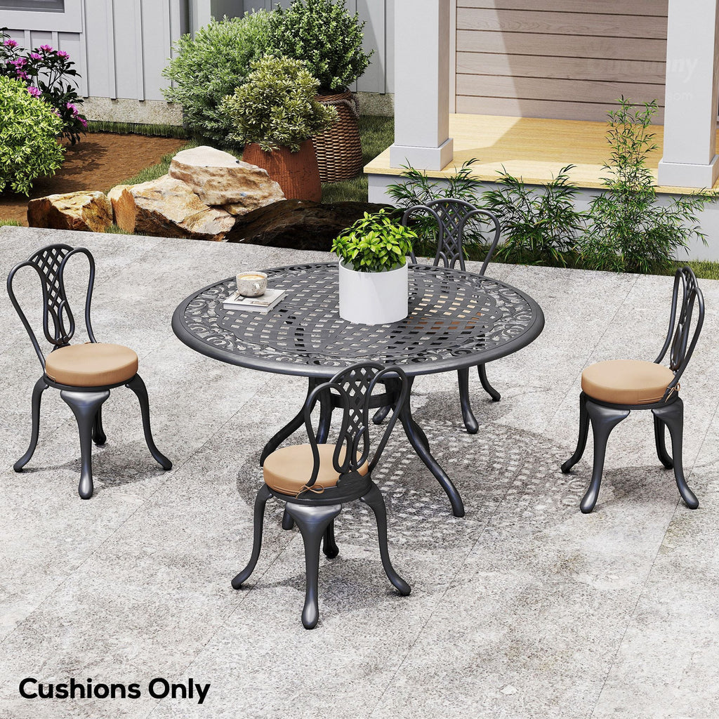 Patio Chair Cushions Set of 4 Round Seat Cushions for Dining Bistro Chairs Machine Washable, 15" x 15" x 3", Khaki - Cool Brand Designs