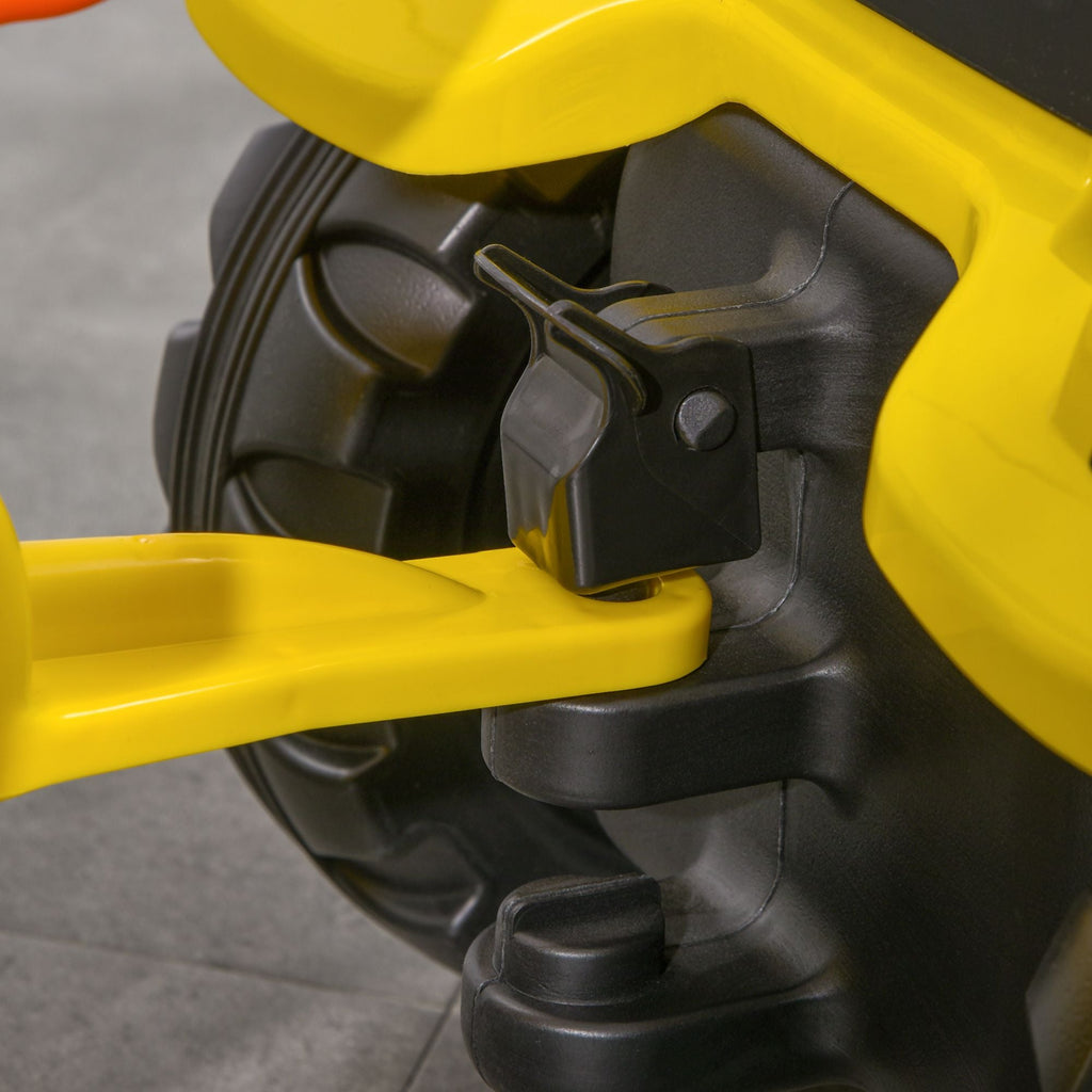 Pedal Go Kart for Kids, Ride-On Tractor with Back Trailer, Shovel & Rake, Fun Yellow, for 3+ Years - Cool Brand Designs
