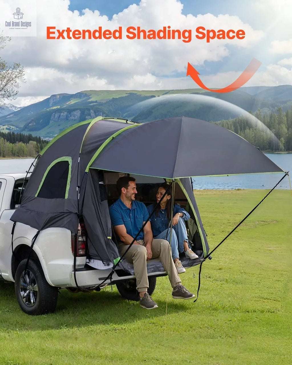Pickup Truck Tent, Fits 5.5 - 6.0 ft Truck Tents for Camping, Waterproof PU2000 mm 2 - 3 Person Sleeping Truck Bed Tent, Sturdy Truck Bed Camper Shell with Expandable Awning, Rainfly, Storage Bag - Cool Brand Designs
