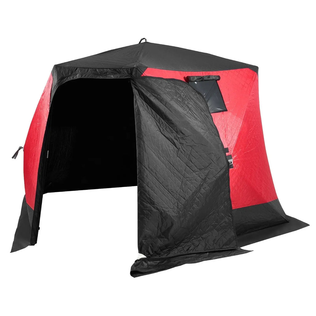 Portable Ice Shelter, 4 - 6 Person Insulated Pop - Up Ice Fishing Tent, 50 Square Feet Fishable Area, Thermal Ice Shanty for Winter Fishing, Ice Cube with Anchors, Ropes, Carrying Bag, 130"x130" - Cool Brand Designs