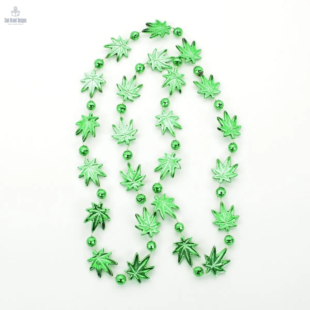 Pot Leaf Bead Necklaces Green Pack of 12 Blinkee