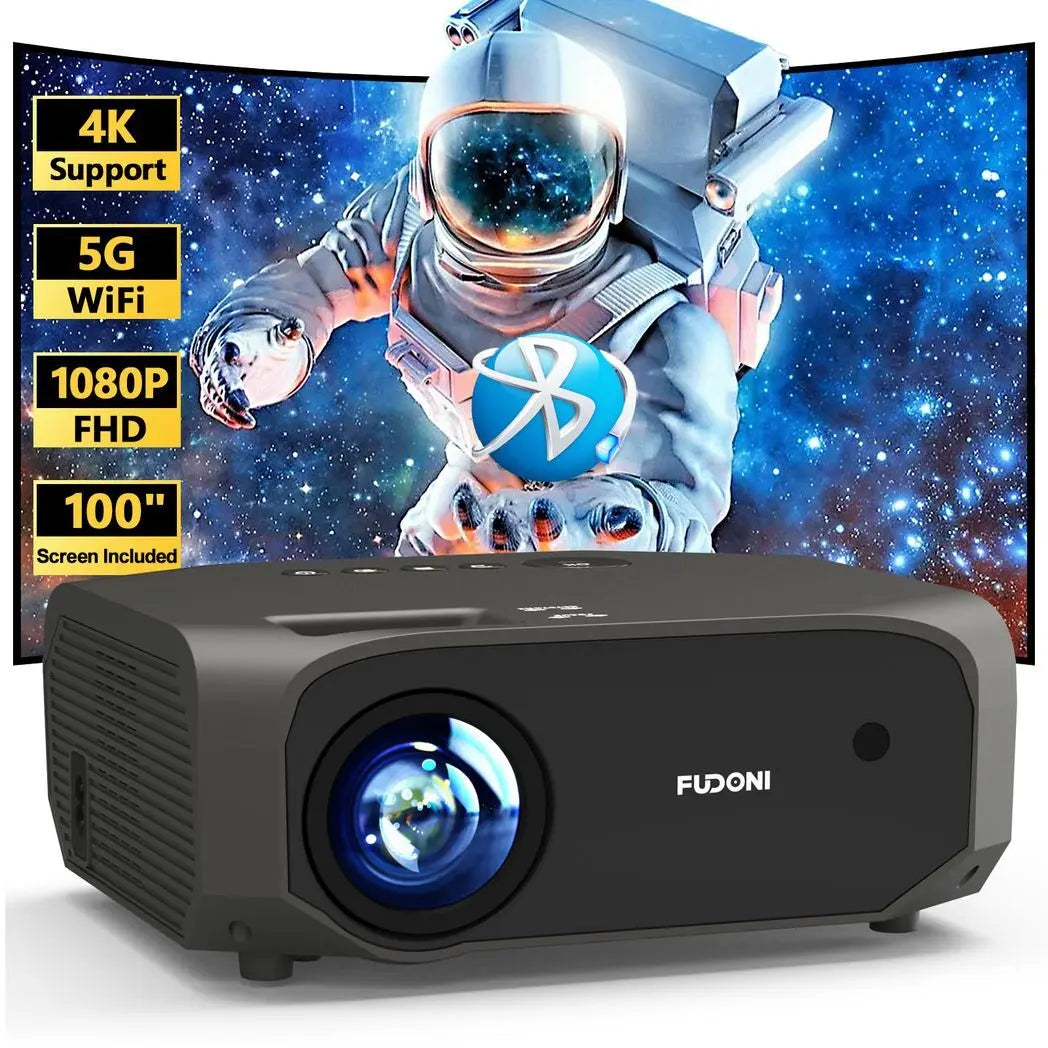 Projector with 5G WiFi and Bluetooth, 10000L Native 1080P Portable Outdoor Video Projector 4K Supported, Home Theater Movie Projector with Screen for Phone/PC/TV Stick/PS5(FBA???,?????) - Cool Brand Designs
