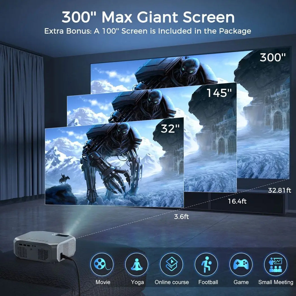 Projector with 5G WiFi and Bluetooth, 10000L Native 1080P Portable Outdoor Video Projector 4K Supported, Home Theater Movie Projector with Screen for Phone/PC/TV Stick/PS5(FBA???,?????) - Cool Brand Designs