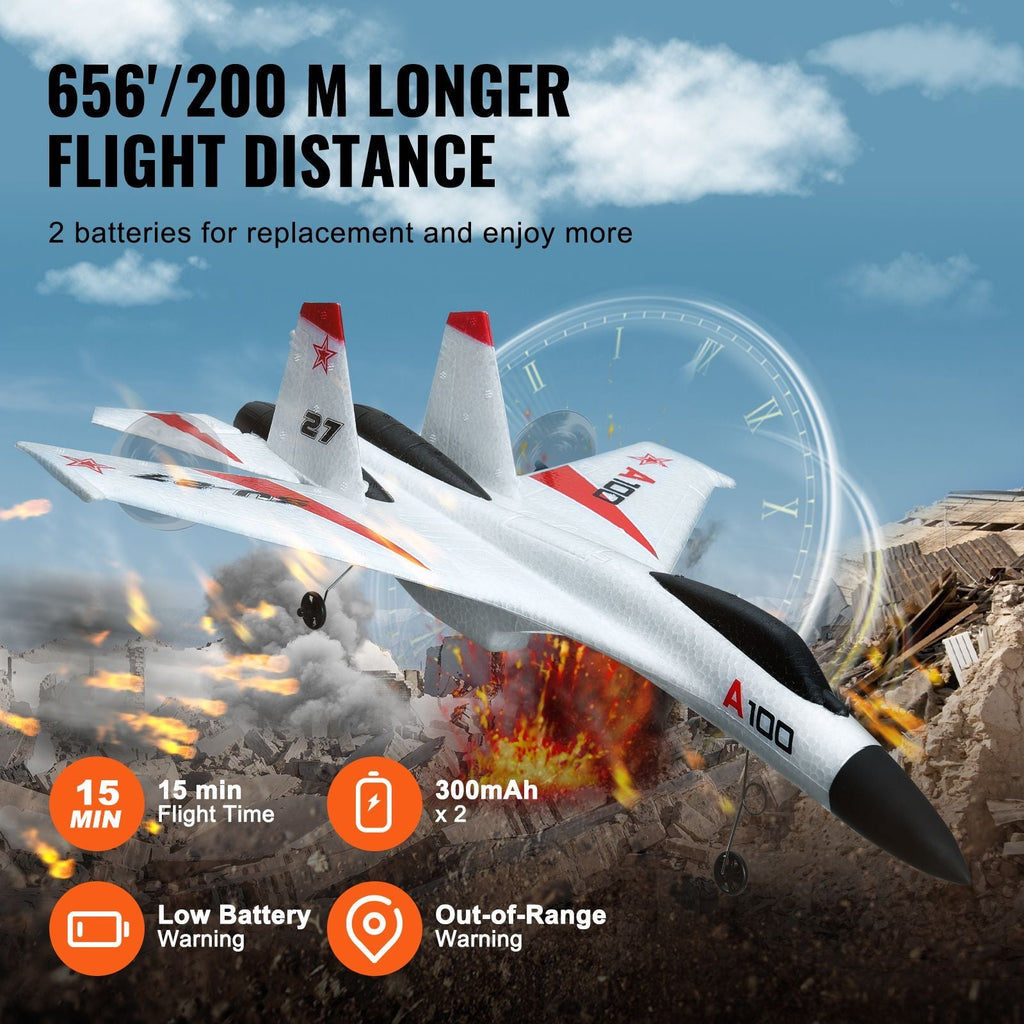 RC Plane, 2.4GHZ 4 Channel Remote Control Airplane with 6-Axis Gyro Stabilizer, Ready to Fly Fighter Aircraft Plane Toy with 2 Batteries, Easy to Fly RC Glider for Adults Kids Beginners Boys - Cool Brand Designs