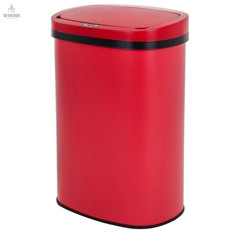 Red 13 Gallon Stainless Steel Motion Sensor Trash Can - Cool Brand Designs