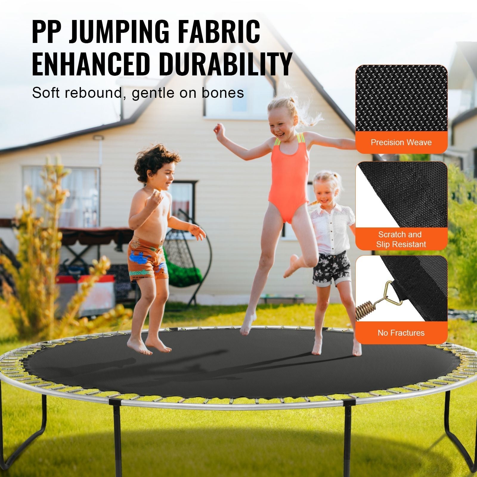 Replacement Trampoline Mat, Jumping Mat Fits 12ft Frame, Universal Jumping Mat for 12ft Round Trampoline, Reinforce UV-Resistant Mat with Spring Tool & Durable V-Rings, Fit 5.5" Spring Length - Cool Brand Designs