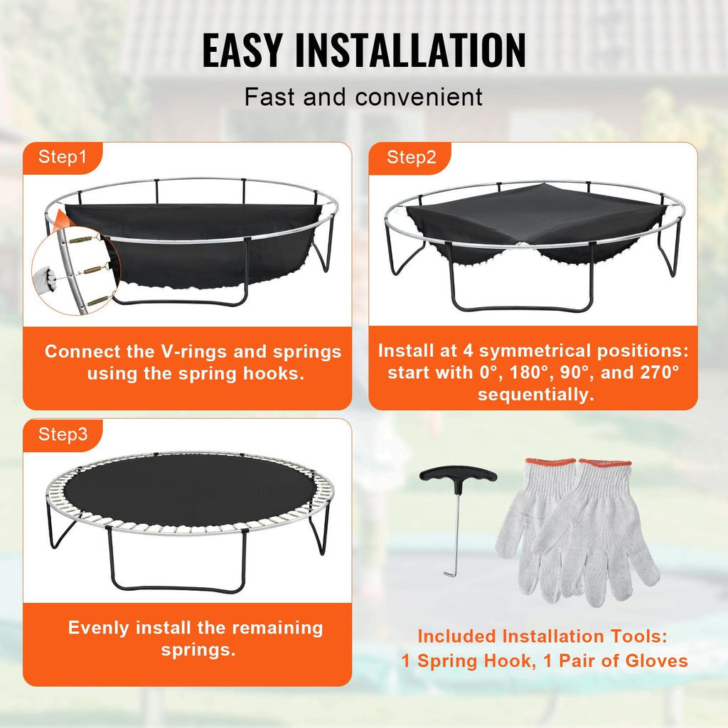 Replacement Trampoline Mat, Jumping Mat Fits 12ft Frame, Universal Jumping Mat for 12ft Round Trampoline, Reinforce UV-Resistant Mat with Spring Tool & Durable V-Rings, Fit 5.5" Spring Length - Cool Brand Designs