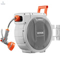 Retractable Garden Hose Reel, 5/8 Inch x 100 ft Wall Mounted Hose Reel, Heavy Duty Garden Hose Reel with 9 Patterns Nozzle, Any Length Lock, Upgraded Slow Return System and 180?Swivel Bracket VEVOR