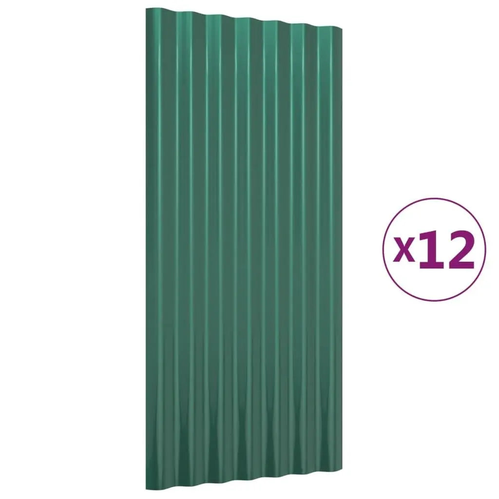 Roof Panels 12 pcs Galvanized Steel Green 31.5"x14.2" - Cool Brand Designs