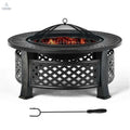 Rustic Steel Outdoor Fire Pit with BBQ Grill with Poker and Mesh Cover Cool Brand Designs