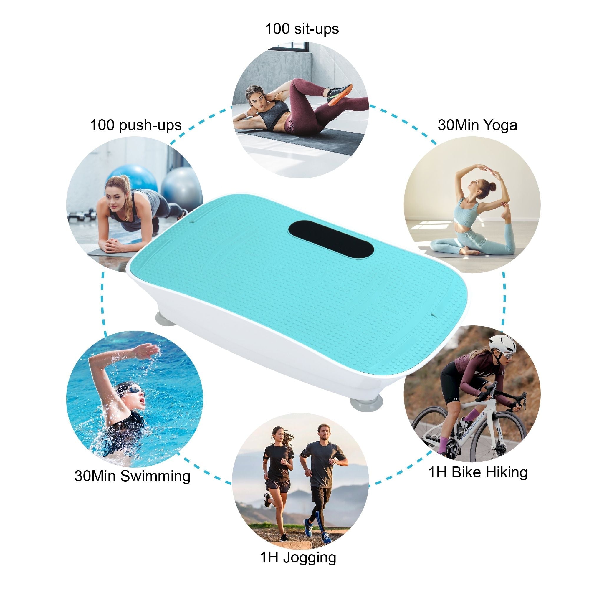Silent Vibration Platform Crazy Fitness Massage 10-Frequency Weight Loss & Fat Burner Body Shaking Machine For Unisex Blue - Cool Brand Designs